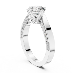 Bague élégante en or blanc 18 carats avec diamant solitaire rond de 1,5 carat cultivé en laboratoire et pierres latérales, idéale pour mariage, fiançailles, soirée, usage quotidien ou professionnel. - Product Image 2