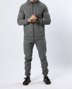 Sweat-shirt à capuche gris pour homme, entièrement zippé, éco-responsable, couleur unie, décontracté, avec poche, manches raglan, coupe classique, pour l'automne - Product Image 5