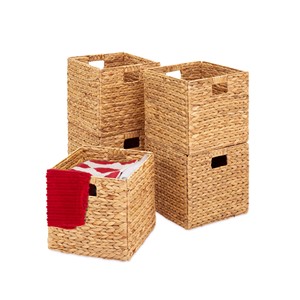 Cesta de Almacenamiento de Jacinto de Agua Tejida a Mano, Plegable para Ropa Sucia, Cesta Organizadora Rústica para Decoración del Hogar, Dormitorio, Sala de Estar - Product Image 1