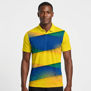 Men's Short Sleeve Polo Shirt Geometric <b>Pattern</b> Yellow Blue Green Sublimation Print Quick Dry <b>Knitted</b> Polyester Casual Fit - Product Image 5