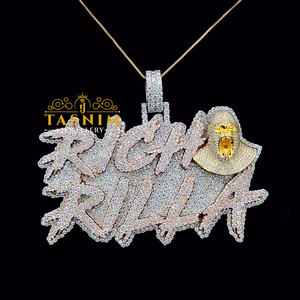 TASMIN JEWELRY Iced VVS Moissanite Diamant-Buchstabenanhänger im Rich Rilla Stil, Hip-Hop Micro-Insert Charm - Product Image 3