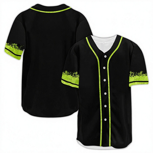 Custom Black Green Baseball Jersey Unisex Short Sleeve Moisture Wicking Button Front Adult <b>Sports</b> <b>Apparel</b> All Seasons - Product Image 2