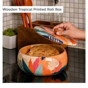 Wooden Enamel Roti <b>Box</b>-Eco-Friendly Dishwasher Safe Handcrafted <b>for</b> <b>Presents</b> - Product Image 3