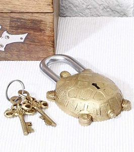Cadenas de sécurité en laiton en forme de tortue, design tortue, cadenas en laiton en forme d'animal avec finition antique classique, pièce de collection unique - Product Image 6