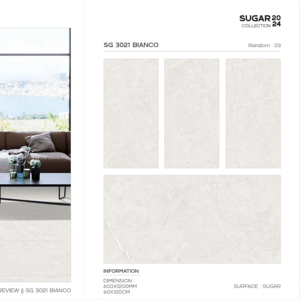 Carreaux de porcelaine de haute qualité, finition sucre, en format 60x120cm (600x1200mm, 24x48), pour une utilisation élégante sur les murs et sols intérieurs. - Product Image 1