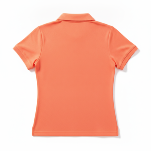 Wholesale Women's <b>Orange</b> Short Sleeve Pique <b>Polo</b> Shirt Solid Color Casual Style Regular Fit Knitted Fabric - Product Image 3