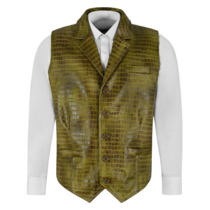 Gilet Homme en Cuir Gaufré Croco 100% Véritable, Gamme Smart Personnalisée, Gilet de Cérémonie et d'Affaires, Fabricant Grossiste Marque Privée - Product Image 1