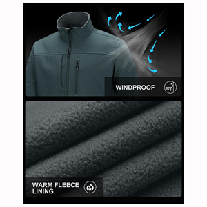 High Demand Men’s Softshell Jacket Breathable Front Zipper Adjustable Drawcord Hem With Stand Up Collar Men's Softshell Jacket - Product Image 6