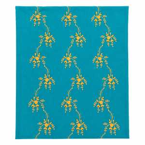 Tela de Algodón Teal Premium con Bordado 3D – Material con Motivo Floral Vibrante para Prendas de Vestir y Decoración del Hogar - Product Image 2