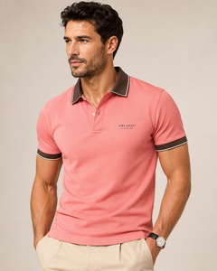 Vêtements Vibe Craft pour hommes, chemise à manches courtes en coton 100% tricoté rose, logo imprimé numérique sur le devant, décontractée, respirante, OEM - Product Image 1