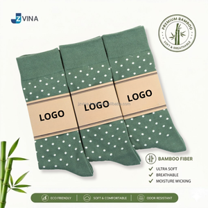 JZVINA Hommes Vêtements de Travail Quotidien Personnalisé à Pois Vert Sauge Coton Robe d'Affaires Équipage Chaussettes BSCI Certifié Anti-Bactérien - Product Image 3