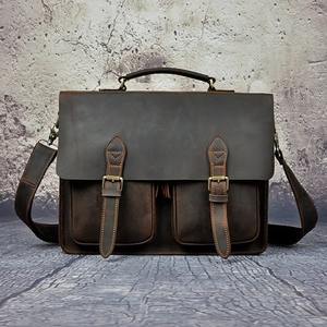 Bolso de Hombro Ejecutivo de Cuero Genuino Vintage para Portátil, Oficina y Negocios, para Hombre, Uso Diario, LLB-0363 - Product Image 1