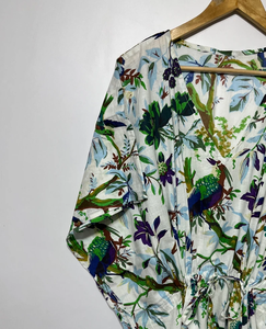 Vestido Kaftan Casual de Verano sin Mangas con Estampado Floral Tropical Digital, de Algodón, para Mujer, Islas del Pacífico Asiático, Disponible - Product Image 4