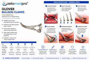 Pinzas de Bulldog Curvas GLOVER con mandíbulas DeBAKEY, longitud total 5.1cm, 6.4cm, 8.9cm, 12.1cm, instrumento cardiovascular ZETOMEDPRO - Product Image 3