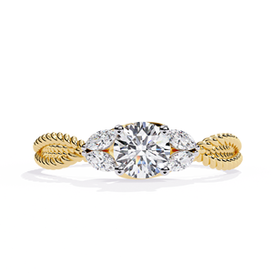 แหวนเพชรทรงกลมคลาสสิกและทรงมาร์คีส์สำหรับผู้หญิง ทองคำแท้ 14k แหวนเพชรเม็ดเดี่ยว เหมาะสำหรับเป็นของขวัญ งานหมั้น วันครบรอบแต่งงาน - Product Image 2