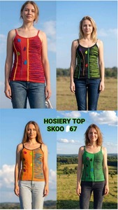 Nepali Bohemian Beautiful Blast Print Women's Tank Top <b>Short</b> Length Knitted Rayon One Size Ribbon Hollow Decoration Anti-shrink - Product Image 4