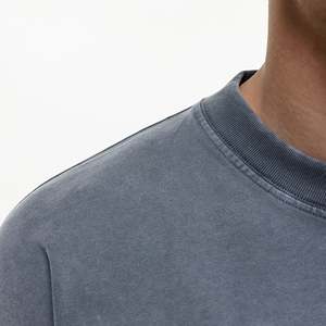 T-shirts pour hommes tendance été, effet délavé, couleur unie, fabriqués au Pakistan, coupe oversize à épaules tombantes, logo personnalisé, streetwear - Product Image 4