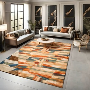Alfombra de Lana Multicolor Abstracta de 8x12 Pies, Alfombra Moderna Hecha a Mano, Alfombra Contemporánea de Gran Tamaño para Sala de Estar - Product Image 6