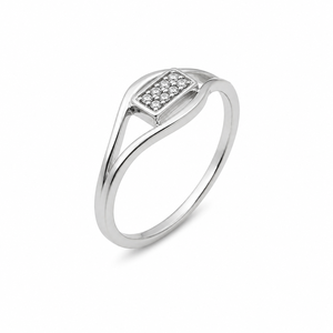 Anillo de Plata de Ley 925 para Mujer, Diseño Hexagonal con Circonita Cúbica, Geométrico, Minimalista, Moderno, Acabado Pulido, para Uso Diario - Product Image 2