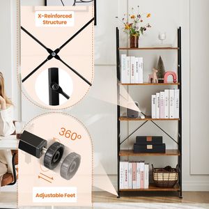 Libreria Moderna Classica a 5 Ripiani, Scaffale Porta Libri e Contenitore per Soggiorno/Casa/Ufficio - Product Image 4