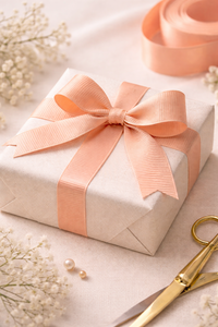 Cinta de Grosgrain de Poliéster 100% Resistente a la Contracción, Color Verde Durazno Pastel de 25 mm, de Neelkamal Industries, para Envolver Regalos y Empaquetar - Product Image 6