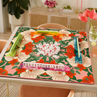 Collection Tropical Bloom, design original, 33x33 pouces, néoprène souple de 3 mm, pliable, moderne, antidérapant, table de mahjong américaine d'été