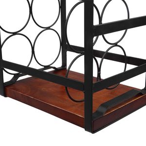Portabottiglie da Bancone in Legno Rustico Moderno, Supporto per 6 Bottiglie con Materiale in Acciaio Inox, Ferro e Alluminio per Arredamento Casa - Product Image 6