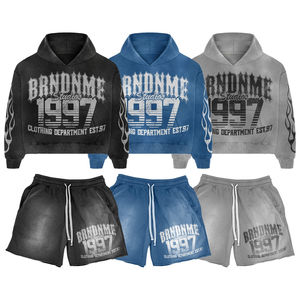 Conjunto de Dos Piezas Personalizado de Alta Calidad, 500 GSM, Sudadera con Capucha y Pantalones Cortos de Verano para Fabricantes de Ropa Unisex - Product Image 1