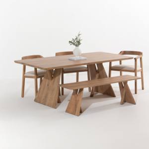 Table à manger en bois Vandana Zentrix Arista avec un design contemporain fait main et massif - Product Image 1