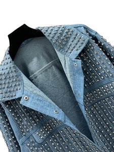 Willshela Women Fashion Pockets Denim Blue Zipper <b>Mandarin</b> <b>Collar</b> Half Sleeves Breathable Eco-Friendly Winter <b>Jackets</b> - Product Image 2