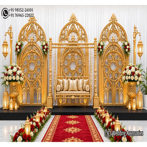 Lavish Design Wedding Stage Golden <b>Backdrop</b> <b>Frames</b> For Theme Wedding Victorian Style Black Gold Theme <b>Frames</b> for Reception Stage - Product Image 1