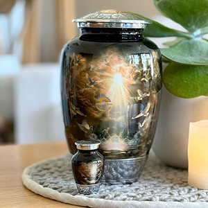 Custom Engraved Metal Cremation Urn Supplier Elegant Brass Urn for Human Cremation Ashes High Quality Aluminum <b>Memorial</b> Urn - Product Image 5