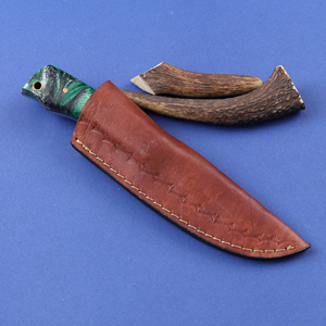 Cuchillo de caza OEM personalizado con hoja fija de acero 12C27 grabado al ácido, punta de gota, mango de resina de grado industrial - Product Image 5