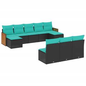 Conjunto de Sofás para Patio en Negro y Azul, Colección de Muebles Elegantes para Exteriores - Product Image 2