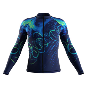 Custom <b>Mens</b> <b>Long</b> <b>Sleeve</b> <b>Cycling</b> <b>Jersey</b> Quick Dry Sublimation Geometric Print Bike Jacket Breathable Athletic Bicycle Sportswear - Product Image 4