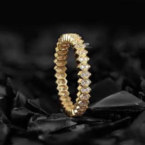 Anillo de Eternidad con Diamantes Cultivados en Laboratorio, Bisel de Oro de 14K, Anillo de Boda de Lujo con Diseño Festoneado, Anillo de Eternidad Completo Apilable, Regalo de Aniversario para Ella - Product Image 6