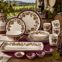 Collection de vaisselle décorative en mélamine bleue et blanche imprimée pour restaurant, hôtel, banquet, buffet, maison