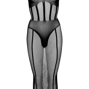 Women's Black Mesh <b>Bodysuit</b> See Through Hollow Out Sexy Lingerie Thin Fabric Medium Control - Product Image 4