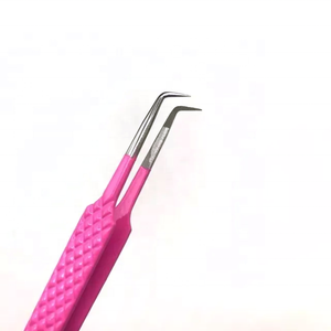 Venta al por mayor Pinzas de pestañas Venta al por mayor Volumen 90 grados Flaco Japonés Acero inoxidable Diamante Agarre Pinzas de extensión de pestañas - Product Image 3