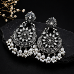 Proveedor Mayorista de Pendientes Colgantes de Plata Oxidada con Corte de Pera y Engaste de Bisel, Pendientes Colgantes Indios para Mujer, Precio Directo de Fábrica - Product Image 5