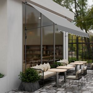Tenda da Sole Retrattile Grigia 300 cm L x 120 cm P x 200 cm-300 cm A in Poliestere Spalmato per Ombreggiatura Autoportante - Product Image 5