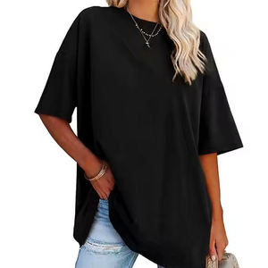 Camisetas de Verano para Mujer, de Algodón, a la Moda, con Logotipo Personalizado, de Alta Calidad, Lisas, con Mangas Cosidas - Product Image 5
