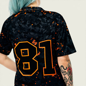 Maillot de football américain personnalisé en maille camouflage numérique unisexe respirant col en V tenue d'équipe uniforme sportif personnalisé haut de sport Y2K - Product Image 4