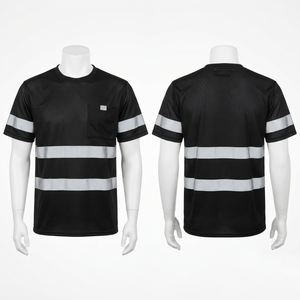 เสื้อยืดทำงานผู้ชาย 220 กรัม ผ้าฝ้าย/ใยไผ่ผสม สำหรับแผงสะท้อนแสง เสื้อยืดนิรภัย พิมพ์ลายดิจิตอลตามสั่ง ปักลาย ป้องกันรังสียูวี - Product Image 4