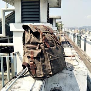 Mochila de Lona y Cuero Genuino Resistente al Agua, Capacidad de 36-55L, para Todas las Estaciones, Viajes al Aire Libre, Mochila para Portátil de Alta Calidad LCB-0017 - Product Image 5