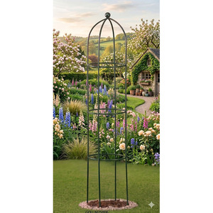 Enrejado de hierro para plantas de jardín, 6 pies de altura, diseño redondo moderno para valla de patio - Product Image 3