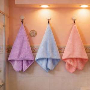 Serviette de bain en coton tricoté 100 % écologique, couleur unie, douce pour la peau, pour usage domestique, disponible en violet, bleu, rose - Product Image 1