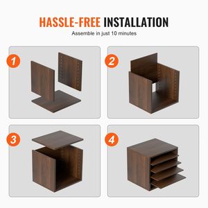 Clasificador de Documentos Metálico Ajustable de 5 Compartimentos, Buzón de Oficina de 13.9x12x13 Pulgadas con Acabado en Madera - Product Image 6