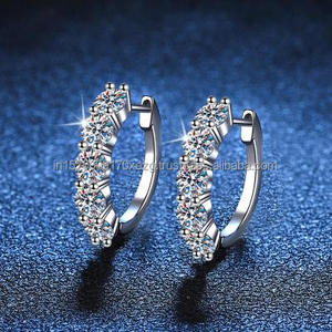 Premium Pink Moissanite <b>Stud</b> Earrings Round Halo Design White Gold Plated Fine Jewelry Wedding Bridal Gift - Product Image 3