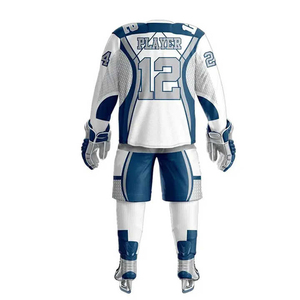 ชุดยูนิฟอร์มฮอกกี้น้ำแข็งพรีเมียม พร้อมโลโก้และสีที่กำหนดเอง ผลิตจากโพลีเอสเตอร์ 100% สำหรับกีฬาทีม - Product Image 3
